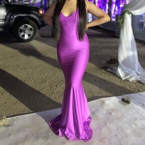 backless purple gown